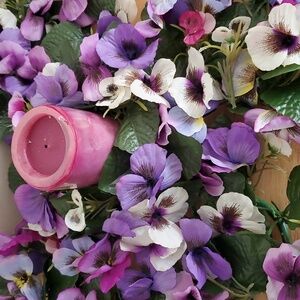 Five Purple Pansies Candle Rings